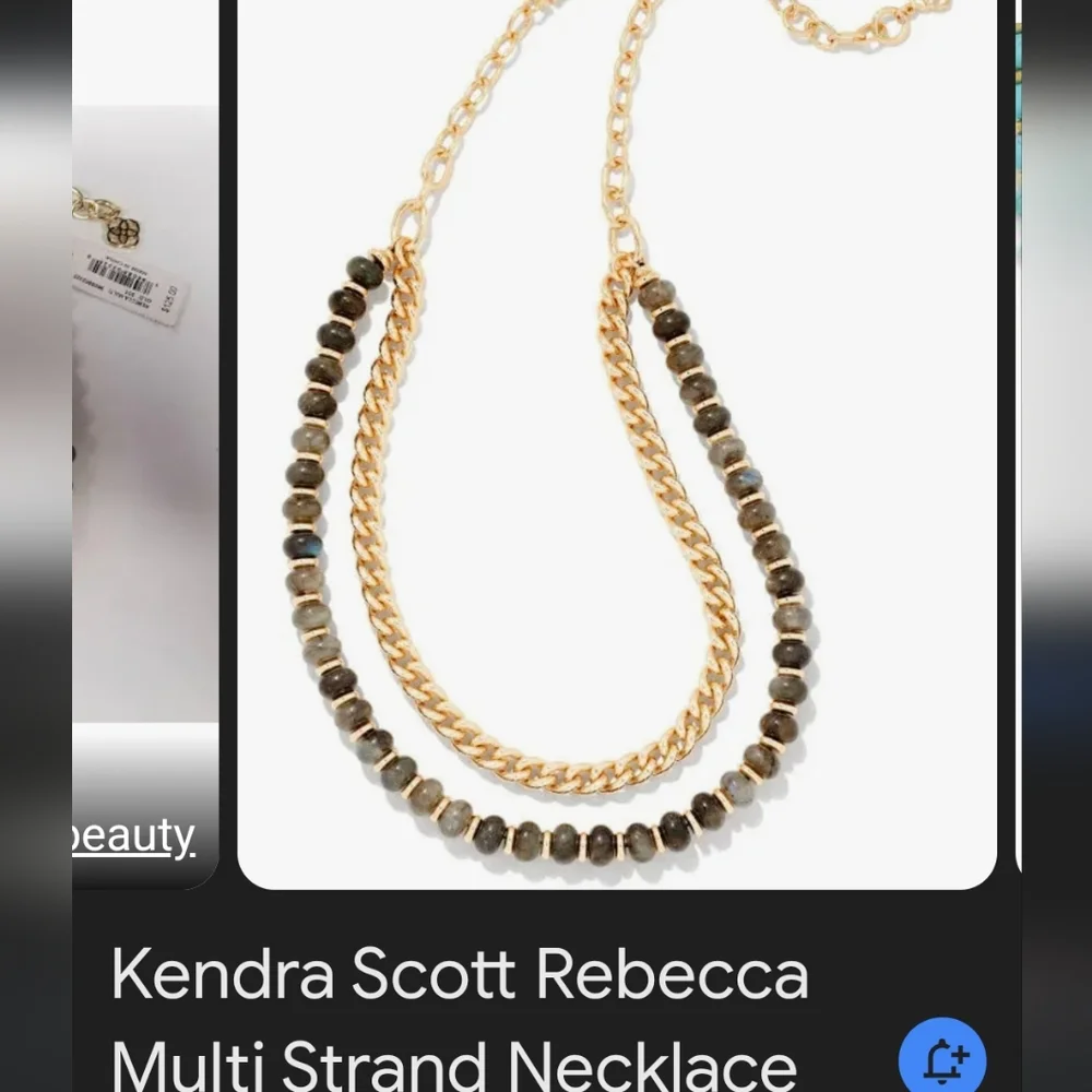 NWT KENDRA SCOTT Rebecca Labadorite Grey ‎ Stones Gold Double Strand Necklace